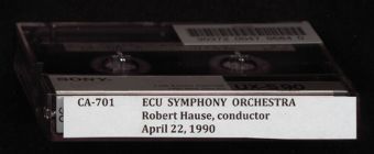 The East Carolina Symphony Orchestra. April 22, 1990 : Robert Hause, conductor ; Christopher Holliday, percussion ; Treva Tankard, soprano.